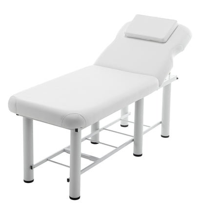 Professioanl Massage Table , Backrest Adjustable, Removable Headrest, Bottom Shelf Storage , Memory Foam Layer Salon Bed,White SolidRoot Buy Furniture USA