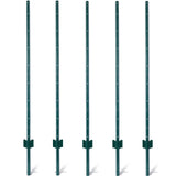 5-Pack 5ft Heavy Duty Metal Fence Posts (Green) - Steel U-Channel Garden Stakes with Anchor Plate for Chicken Wire, Poultry Netting & Animal Barriers SolidRoot Buy Furniture USA