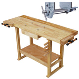 55-Inch Wood Workbench - Wooden Workbench for Garage Workshop and Home, with Rapid Action Woodworking Vise  9 Inch Jaw Width Made with Heavy-Duty Cast Iron ,GRAY SolidRoot Buy Furniture USA