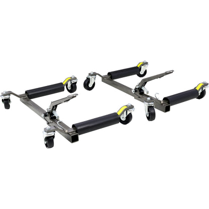 Set of (2) Wheel Dolly Car Skates Vehicle Positioning Hydraulic Tire Jack Ratcheting Foot Pedal Lift Hydraulic Car Wheel Dolly, 1,250lbs SolidRoot Buy Furniture USA
