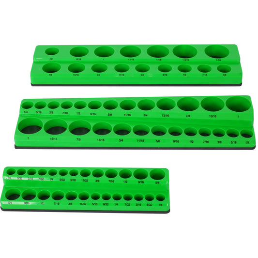 3 Piece SAE Magnetic Socket Organizers, Socket Organizers for Toolboxes, Socket Organizer, Magnetic Socket Holder, Black Tool Box Organizer,green,SAE SolidRoot Buy Furniture USA
