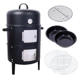 Heavy Duty Round BBQ Grill 17 Inch Steel Charcoal Smoker for Outdoor Cooking, Black SolidRoot Buy Furniture USA