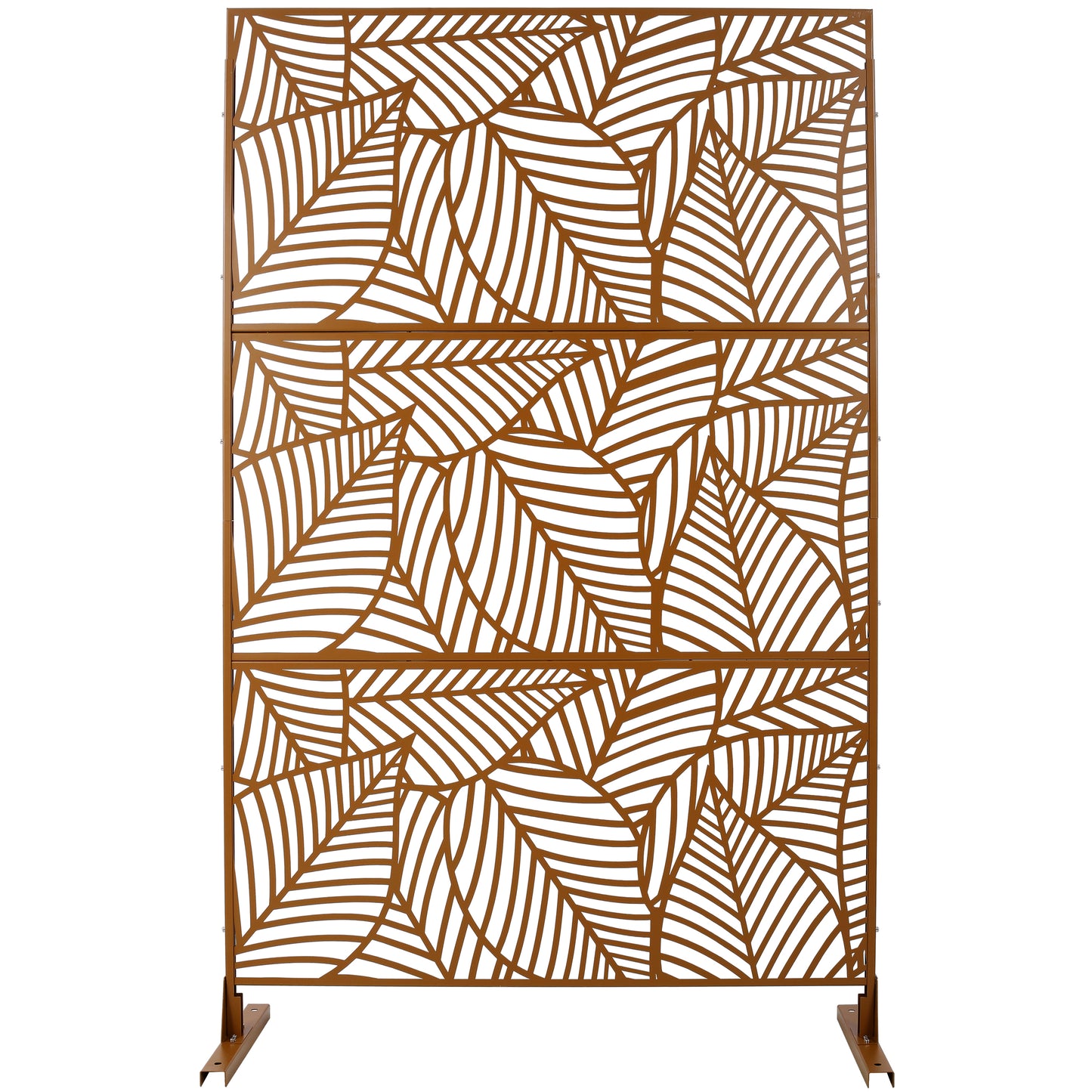 Outdoor & Indoor Privacy Screen Metal Privacy Screen 76' H×48' W, Freestanding Decorative Privacy Screen for Deck Balcony Patio, Privacy Fence Panels for Outside Lawn Garden PS111 BROWN SolidRoot Buy Furniture USA