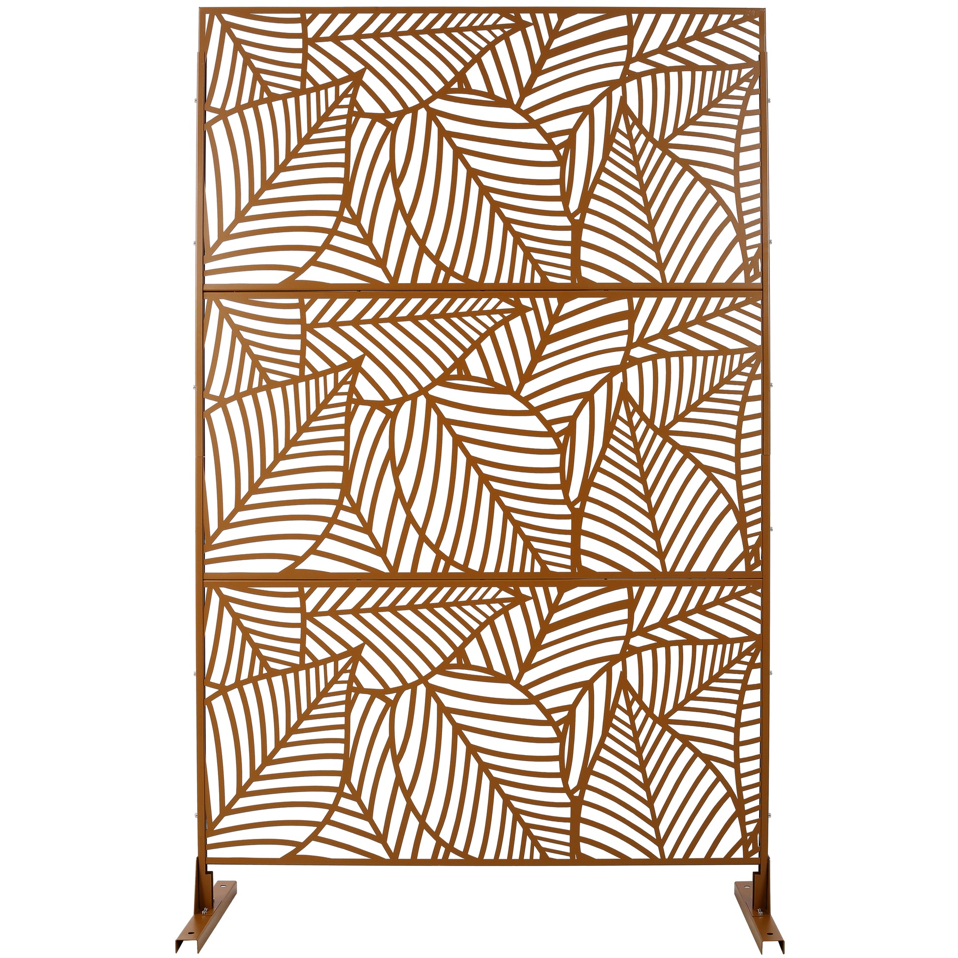 Outdoor & Indoor Privacy Screen Metal Privacy Screen 76' H×48' W, Freestanding Decorative Privacy Screen for Deck Balcony Patio, Privacy Fence Panels for Outside Lawn Garden PS111 BROWN SolidRoot Buy Furniture USA