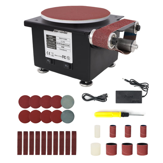 2 in 1 Mini Belt Disc Sander,Bench Grinder Small Spindle Sander Machine for Wood Metal Stone Diy Grinding,Adjustable Speed Electric Sander SolidRoot Buy Furniture USA