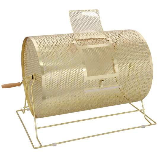Raffle Drum,Holds 10000 Tickets or 300 Ping Pong Balls, Metal Lottery Spinning Drawing with Wooden Turning Handle, 14.8 x Ø21.26 inch Brass Plated Raffle Ticket Spinning Cage, for Bingo Ballot SolidRoot Buy Furniture USA