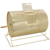 Raffle Drum,Holds 10000 Tickets or 300 Ping Pong Balls, Metal Lottery Spinning Drawing with Wooden Turning Handle, 14.8 x Ø21.26 inch Brass Plated Raffle Ticket Spinning Cage, for Bingo Ballot SolidRoot Buy Furniture USA