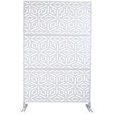 Outdoor & Indoor Privacy Screen Metal Privacy Screen 76' H×48' W, Freestanding Decorative Privacy Screen for Deck Balcony Patio, Privacy Fence Panels for Outside Lawn Garden PS115 WHITE SolidRoot Buy Furniture USA