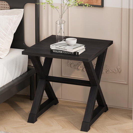 Accent Table - End - Side Table - Square - Nightstand - Black Veneer22.00 x 23.50 x 23.50 in SolidRoot Buy Furniture USA