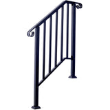 Handrails for Outdoor Steps, Fit 2 or 3 Steps Outdoor Stair Railing, Picket#2 Wrought Iron Handrail, Flexible Porch Railing, Black Transitional Handrails for Concrete Steps or Wooden Stairs SolidRoot Buy Furniture USA
