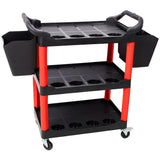 3 Tier Rolling Auto Detail Cart With Wheels,With 2pcs Bucket,for Detailers Garage, Workshop, Repair Shop, Storage Tool,Red&Black SolidRoot Buy Furniture USA