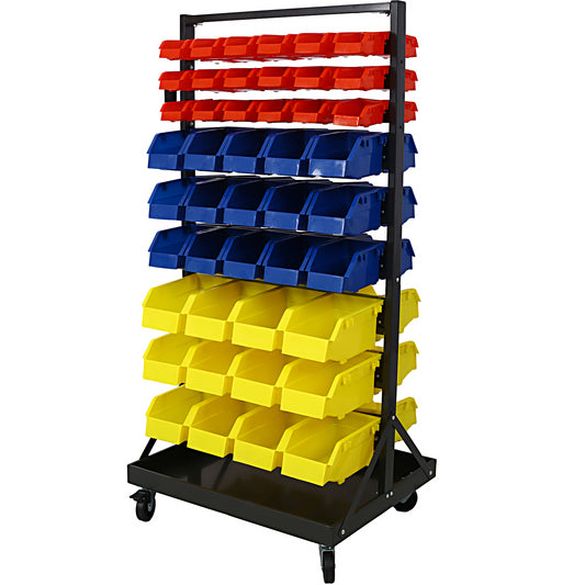 90 Parts Bin Shelving Storage Organizer with Locking Wheels for Shop Garage and Home SolidRoot Buy Furniture USA