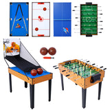 5-in-1 Multi-Game Table - Billiards, Push Hockey, Foosball, Ping Pong, and Basketball  brown /blue SolidRoot Buy Furniture USA