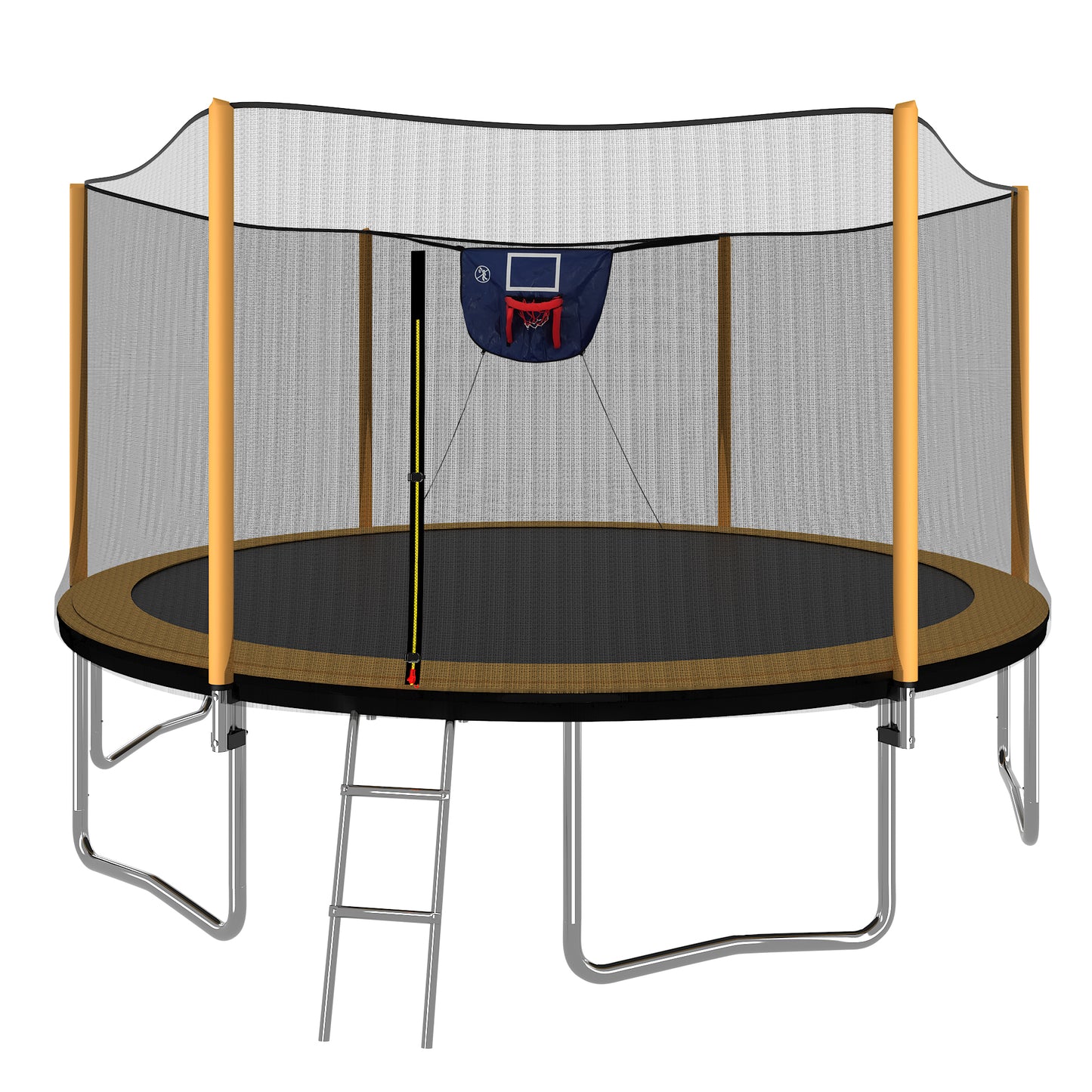 Upgrade- 14FT Trampoline with Basketball Hoop Inflator and Ladder(Outer Safety Enclosure) Orange