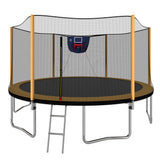Upgrade- 14FT Trampoline with Basketball Hoop Inflator and Ladder(Outer Safety Enclosure) Orange