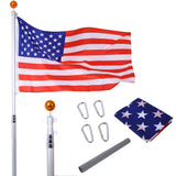 16FT Telescopic Flag Pole Kit,  Sectional Flag Pole Kit, Extra Thick Heavy Duty Aluminum Flagpole, Outdoor Inground Flag Poles with Topper Balls for Yard, Residential or Commercial SolidRoot Buy Furniture USA