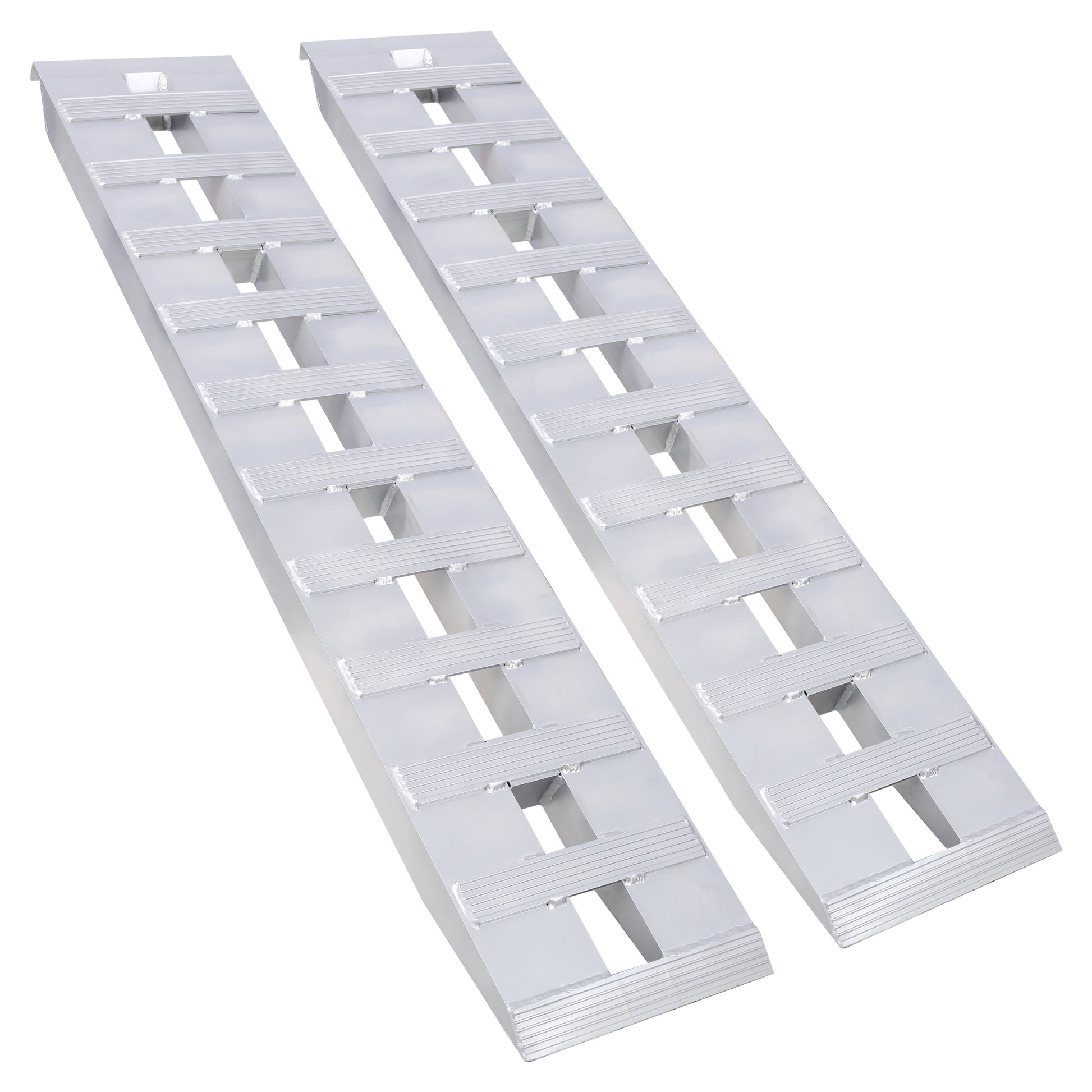 Heavy-Duty Ramps with Top Hook Attaching End, Universal Loading Ramp for Motorcycle, Tractor, ATV/UT 60' X 12' 6600 LBS 1 Pair 2 Ramps Silver Aluminum SolidRoot Buy Furniture USA