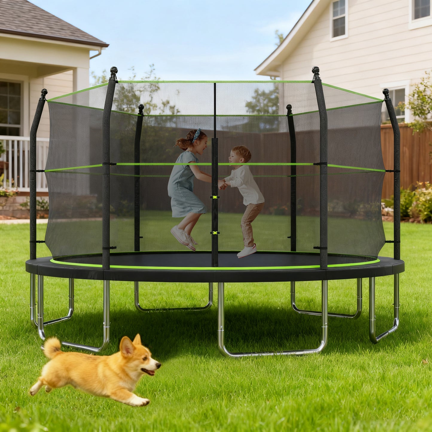 14ft Trampoline with Ladder and Enclosure Net for Kids and Adults, Heavy-duty 14' Outdoor Trampoline for Backyard - SolidRoot Buy Furniture USA