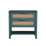 Rattan Nightstand with 2 Drawers and Storage Shelf Boho Bedside Narrow Side Table for Bedroom SolidRoot Buy Furniture USA