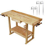 55-Inch Wood Workbench - Wooden Workbench for Garage Workshop and Home, with Bar Clamps Set 2 pcs 12 inch x 3inch+ 2pcs 24inchx4-3/4' ,4pcs pack SolidRoot Buy Furniture USA