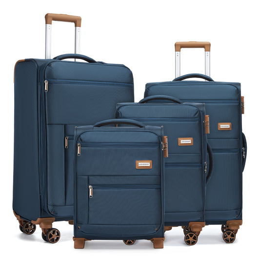 Luggage Sets 4 Piece, Softsied Suitcases with Spinner Wheels, Navy Blue - SolidRoot Buy Furniture USA