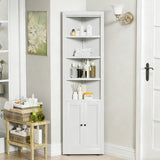 71' Tall Corner Storage Cabinet with 2 Doors, 5-Tier Metal Cabinet with Adjustable Shelves, Freestanding Kitchen Storage for Pantry, Living Room, Bathroom, Laundry Room, Space Saving Furniture, White - SolidRoot Buy Furniture USA