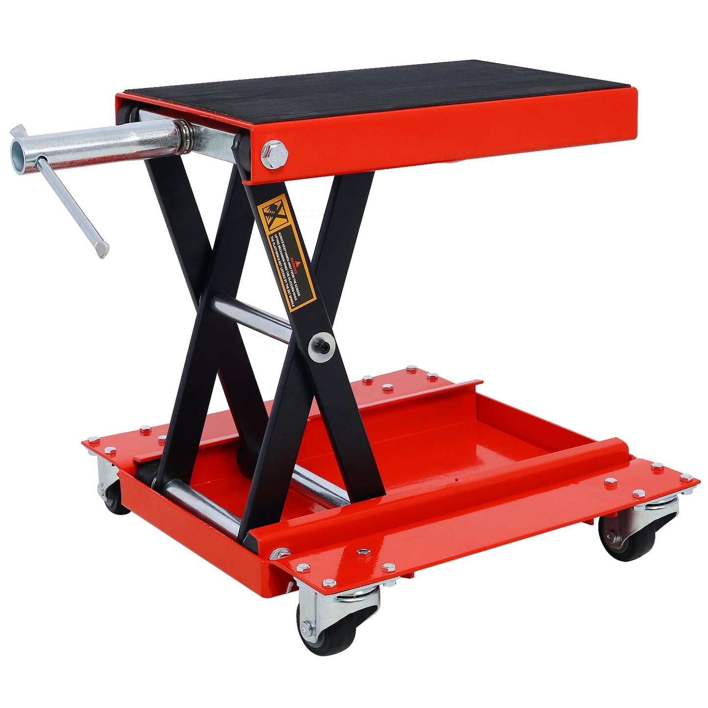 Heavy-Duty Motorcycle Lift Jack with Dolly Tray and Wide Deck, Red Steel, 16.50 x 14.70 x 15.70 inches SolidRoot Buy Furniture USA
