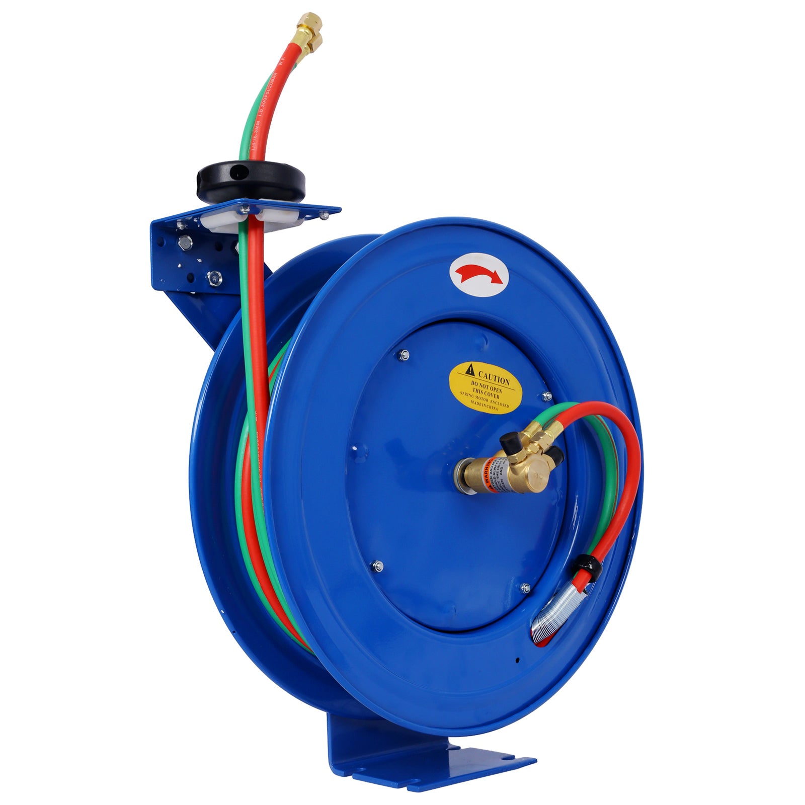 Welding Hose Reel Retractable 1/4 Inch x 50Foot Twin Oxygen Acetylene Rubber Hoses STD Duty Max 200PSI Heavy Duty Industrial Single Arm Construction SolidRoot Buy Furniture USA