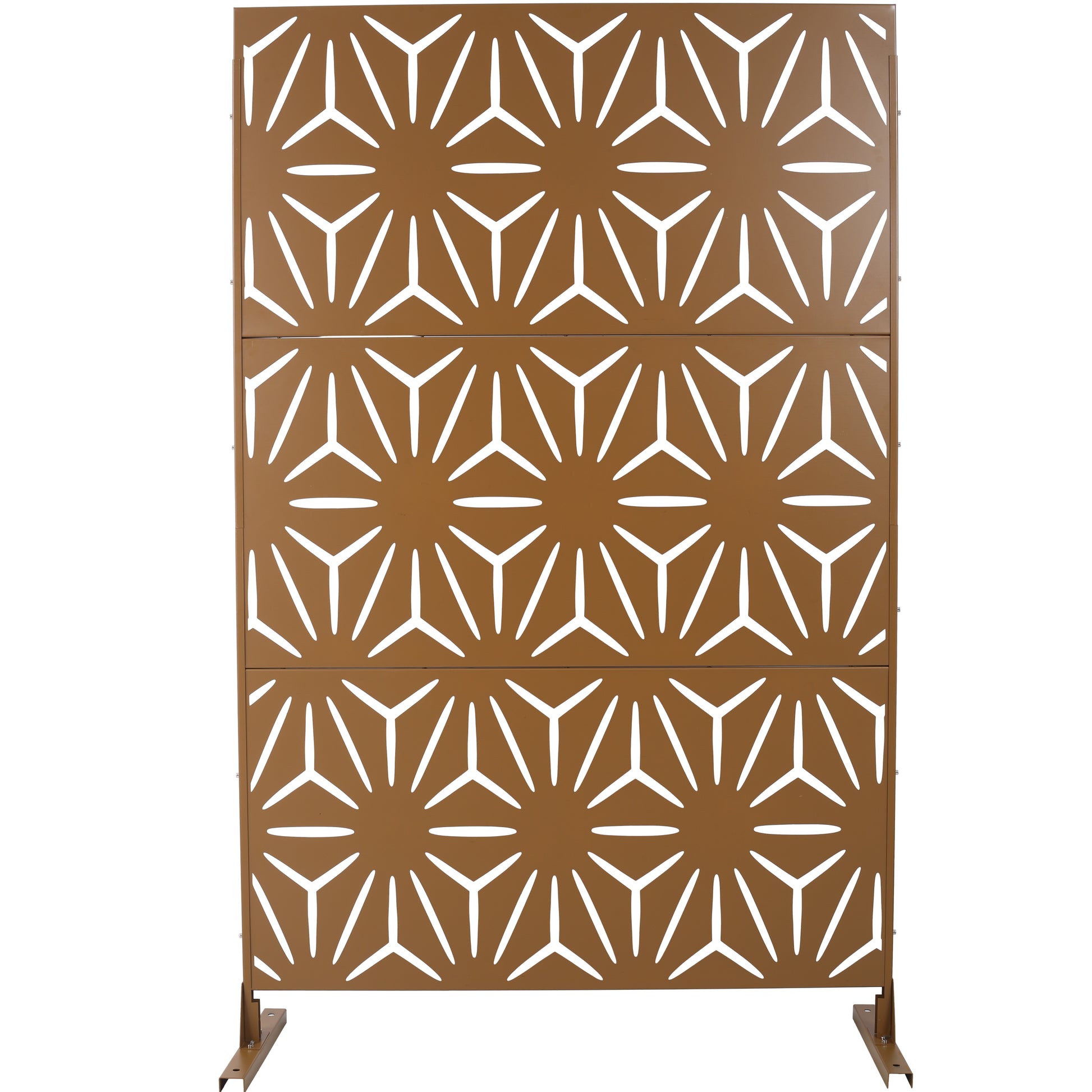 Freestanding Decorative Metal Privacy Screen for Deck Balcony Patio, Brown, Steel, 76' H x 48' W SolidRoot Buy Furniture USA