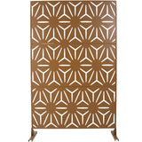 Freestanding Decorative Metal Privacy Screen for Deck Balcony Patio, Brown, Steel, 76' H x 48' W SolidRoot Buy Furniture USA