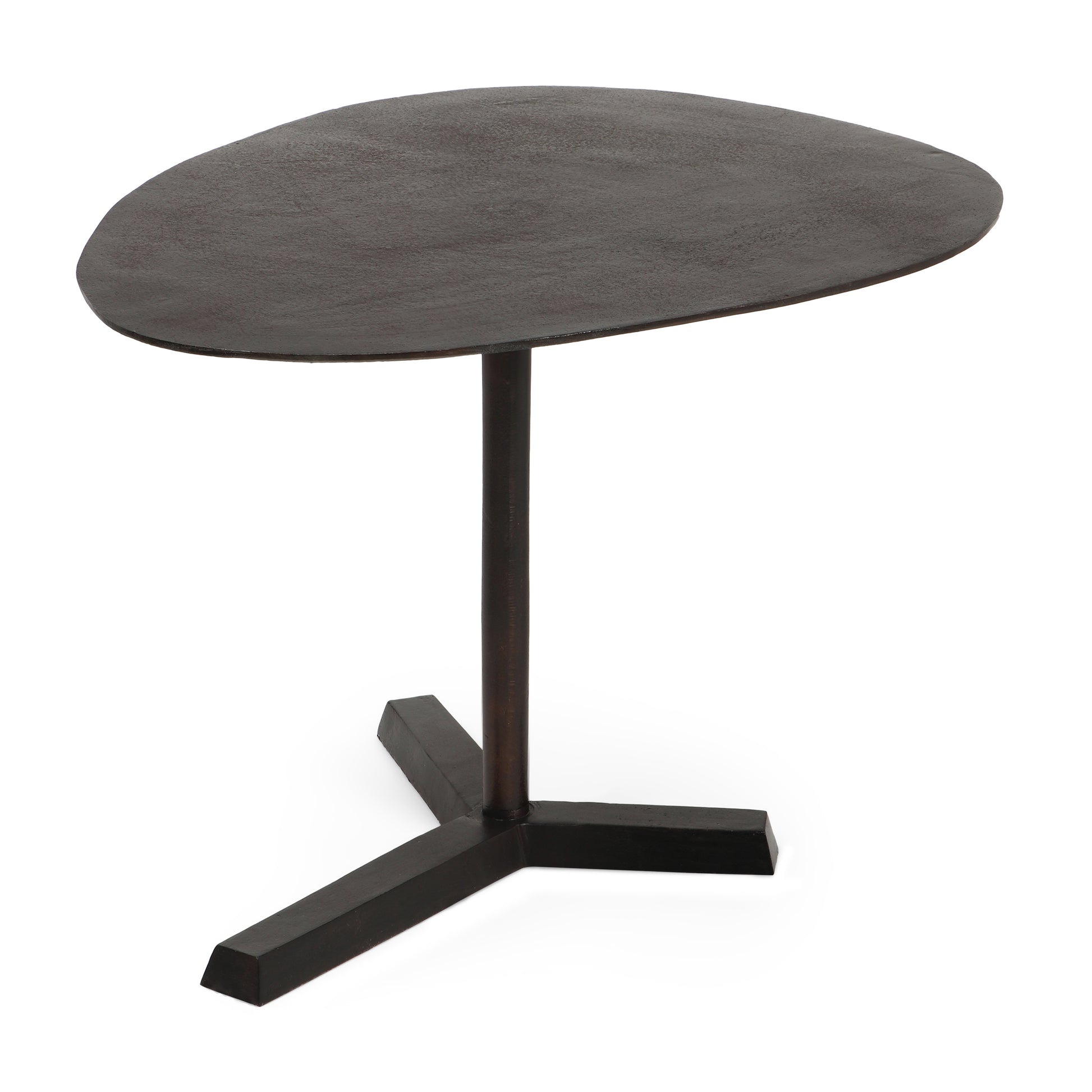 Industrial Style Elliptical Side Table with Raw Bronze Finish and Aluminum Frame, 27.25 x 22 x 18.25 inches SolidRoot Buy Furniture USA