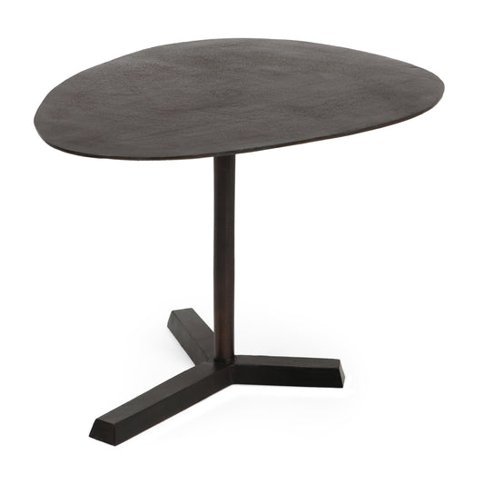 Industrial Style Elliptical Side Table with Raw Bronze Finish and Aluminum Frame, 27.25 x 22 x 18.25 inches SolidRoot Buy Furniture USA
