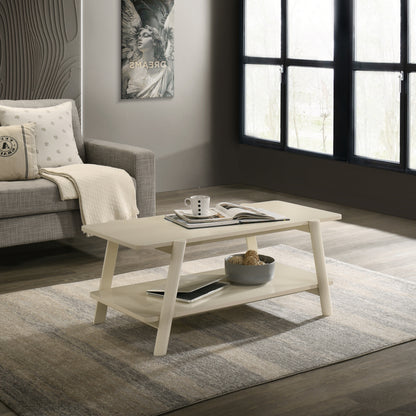 Metz Mid-Century Modern Wood Shelf Coffee Table, Off-White Finish SolidRoot Buy Furniture USA