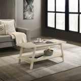 Metz Mid-Century Modern Wood Shelf Coffee Table, Off-White Finish SolidRoot Buy Furniture USA