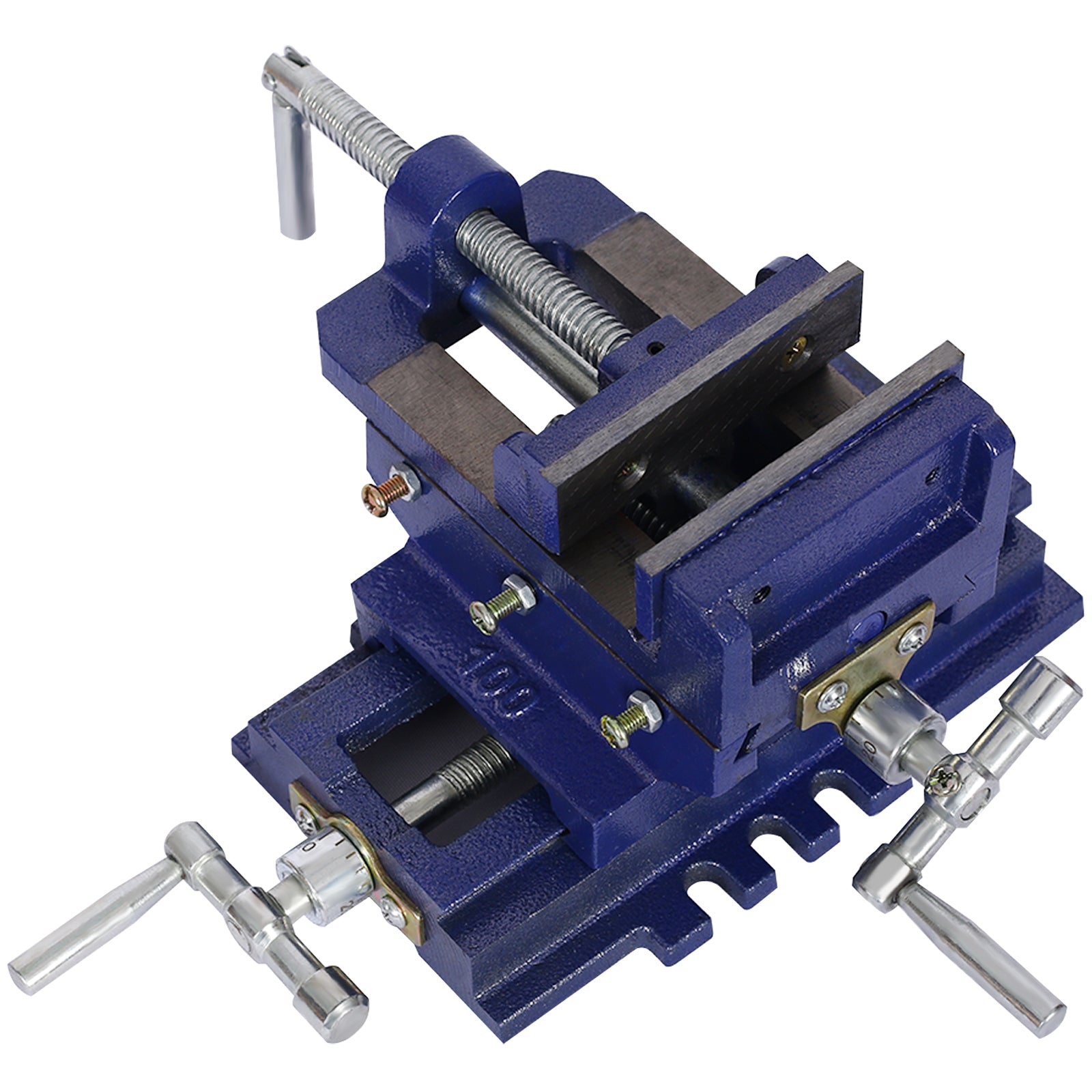 Heavy Duty 4-Inch Cross Slide Vise, Drill Press Metal Milling X-Y, Blue Steel Benchtop Clamp SolidRoot Buy Furniture USA