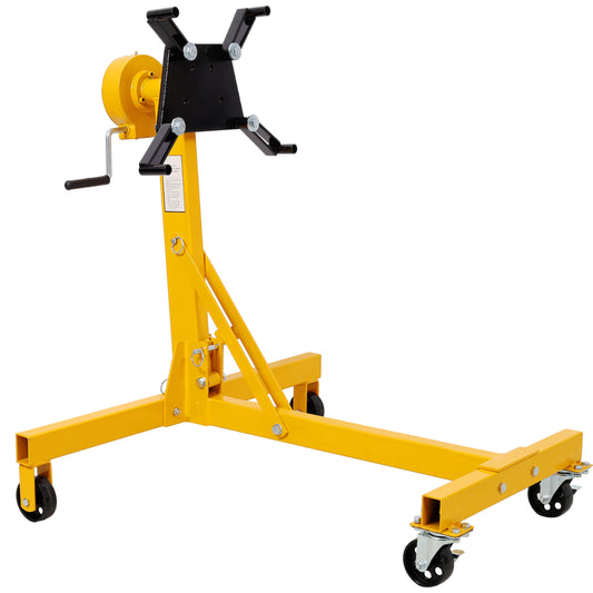 1000lbs Folding Engine Stand,Geared Rotating Head,360 Degree Adjustable Mounting Head,Yellow Color SolidRoot Buy Furniture USA