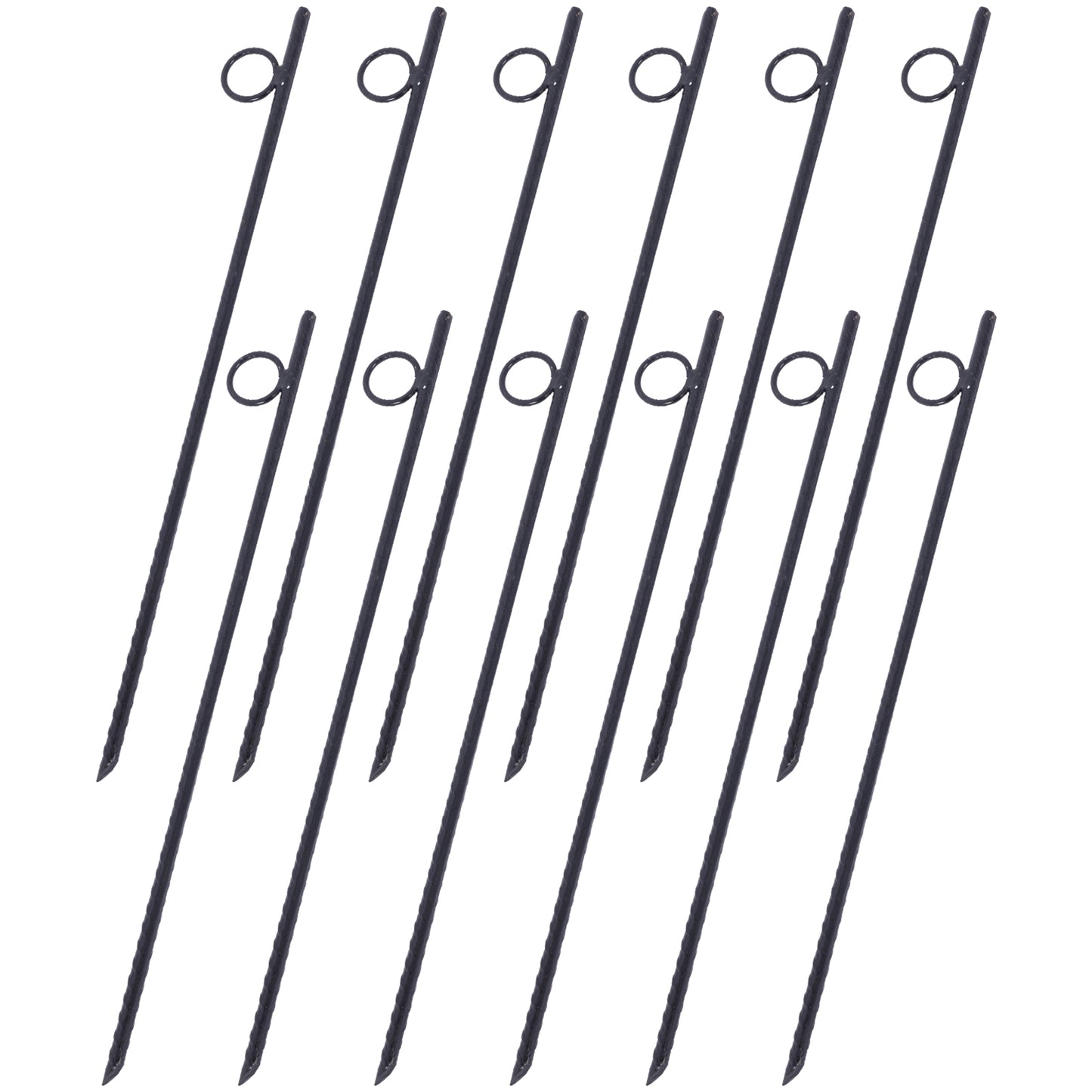 Rebar stake with loop 12pcs Grip Rebar 3/8x 18 Inch Steel Durable Heavy Duty Tent Canopy Ground Stakes with Angled Ends and 1 Inch Loops for Campsites and Canopies SolidRoot Buy Furniture USA