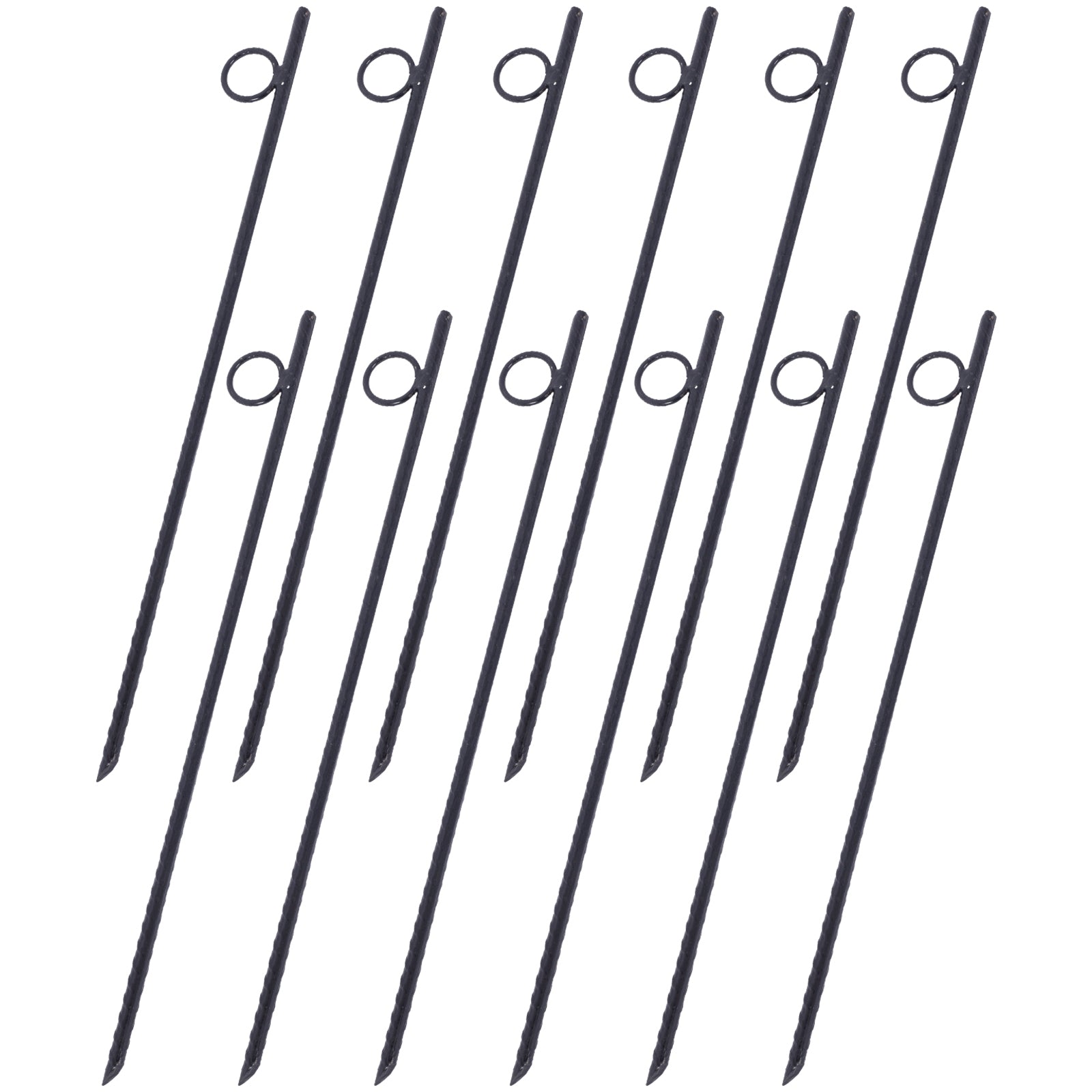 Rebar stake with loop 12pcs Grip Rebar 3/8x 18 Inch Steel Durable Heavy Duty Tent Canopy Ground Stakes with Angled Ends and 1 Inch Loops for Campsites and Canopies SolidRoot Buy Furniture USA
