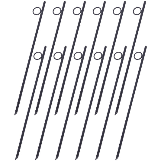 Rebar stake with loop 12pcs Grip Rebar 3/8x 18 Inch Steel Durable Heavy Duty Tent Canopy Ground Stakes with Angled Ends and 1 Inch Loops for Campsites and Canopies SolidRoot Buy Furniture USA