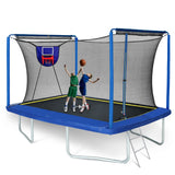 New YC Rectangular Trampoline with Basketball Board, Inflater, and Ladder - Blue Steel 8ft x 12ft ASTM Standard Tested - SolidRoot Buy Furniture USA