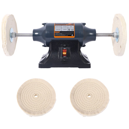 Extra long 8-Inch Electric Polisher Bench Buffer Grinder -4 Pole motor; Includes 4PCs 80Ply Thic Buffing Wheels for Polishing Metal, Jewelry, Knives, Wood, Jade,etc. CSA Certificated SolidRoot Buy Furniture USA