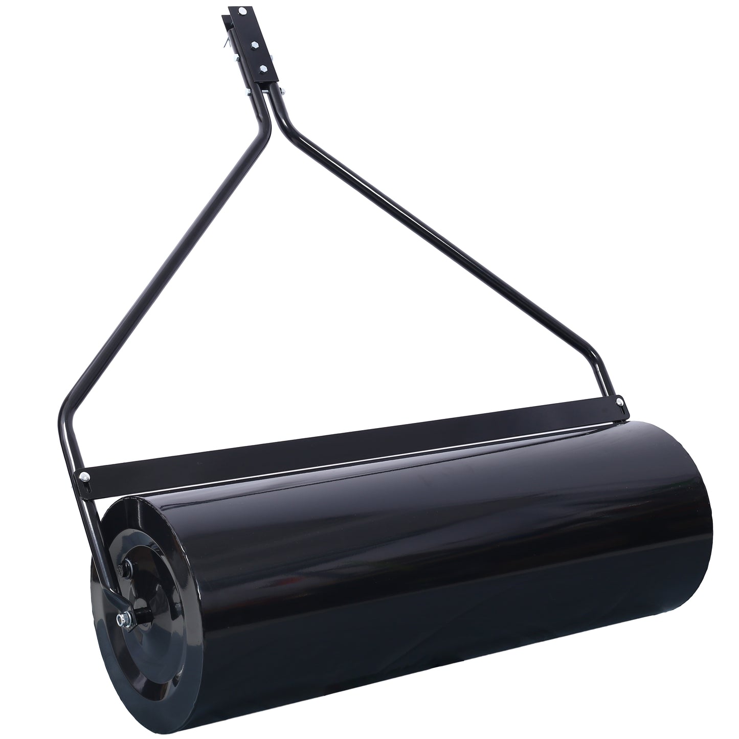 Durable Iron Garden Lawn Roller with Large 26Gal 220 lb load capacity, 40' width, ATV tow-behind, for Lawn and Garden Tractors Black color SolidRoot Buy Furniture USA