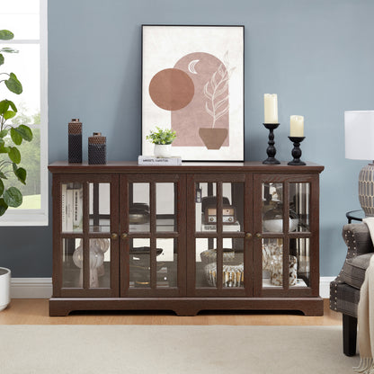 LED Curio Display Cabinet Antique Display Cabinet with Glass Doors Adjustable Shelves for Collectibles Four Door Design Vintage Showcase for Home or Office Antique Display Case CHERRY SolidRoot Buy Furniture USA