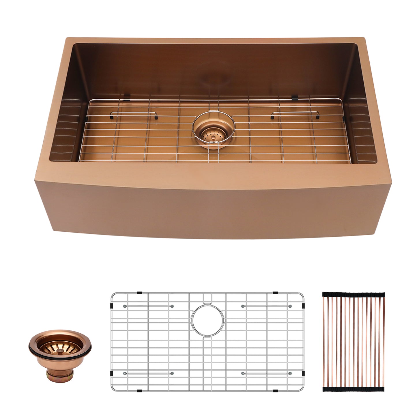 Rose Gold Farmhouse Sink 30 Inch Stainless Steel Apron Front Kitchen Sink 16 Gauge with Easy Drain Design - SolidRoot Buy Furniture USA