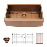 Rose Gold Farmhouse Sink 30 Inch Stainless Steel Apron Front Kitchen Sink 16 Gauge with Easy Drain Design - SolidRoot Buy Furniture USA