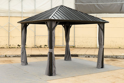 10*10FT patic gazebo,aluminum gazebo with steel canopy,Outdoor Permanent Hardtop Gazebo Canopy for Patio, Garden, Backyard SolidRoot Buy Furniture USA
