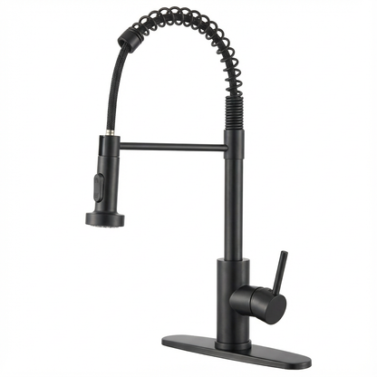 Kitchen Faucet with Pull Down Sprayer Industrial 1 Handle 1 Hole Or 3 Hole Faucet for Farmhouse Camper Laundry Utility Rv Wet Bar Sinks, Stainless Steel, Matte Black - SolidRoot Buy Furniture USA