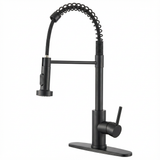 Kitchen Faucet with Pull Down Sprayer Industrial 1 Handle 1 Hole Or 3 Hole Faucet for Farmhouse Camper Laundry Utility Rv Wet Bar Sinks, Stainless Steel, Matte Black - SolidRoot Buy Furniture USA