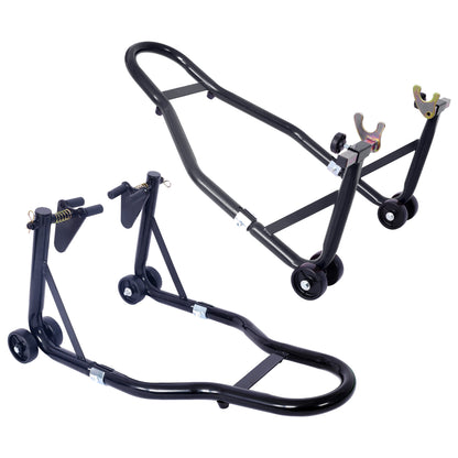 Motorcycle Stand 1000LB Sport Bike Front and Rear Wheel Lift Swingarm Paddock Stands Black U SolidRoot Buy Furniture USA