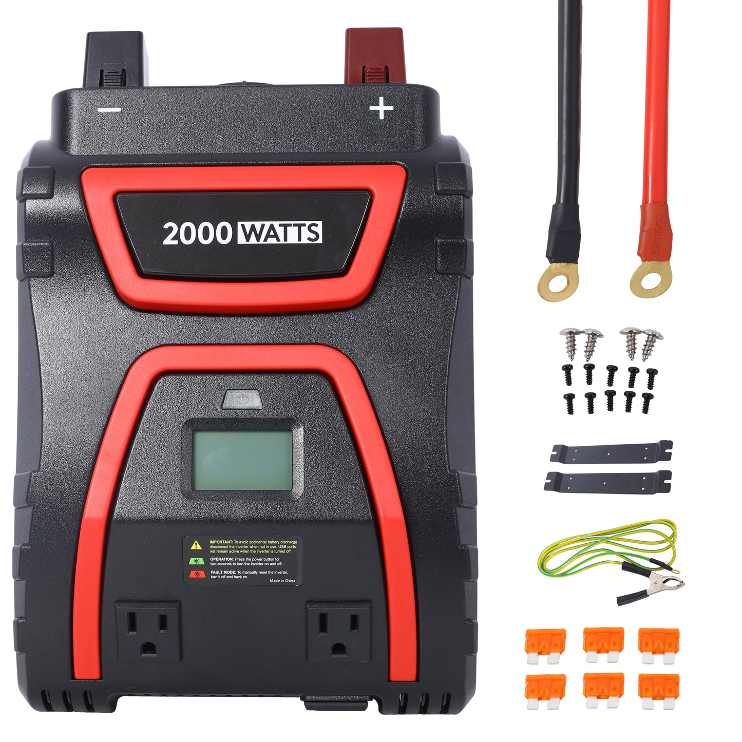2000 Watts Power Inverter Modified Sine Wave Car LED Display , Portable AC Power Emergencies, Job Sites, Trucks Boats Off Grid RV Camping,12V to 115 Volts– ETL Approved SolidRoot Buy Furniture USA